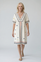 Zomerjurk met bloemenprint, V-hals en vloeiend vallende rok