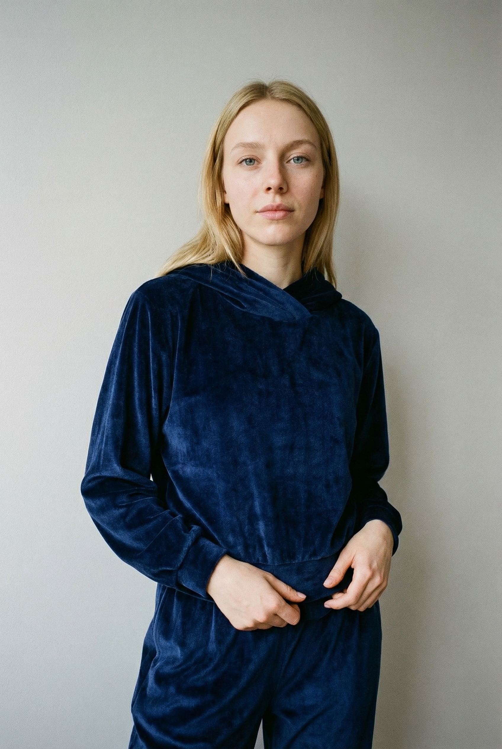 Corduroy-Look Hooded Top and Wide-Leg Trouser Two-Piece