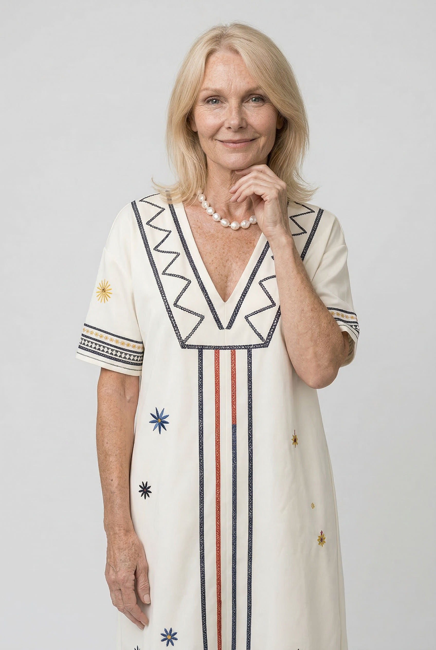 Zomerjurk met bloemenprint, V-hals en vloeiend vallende rok