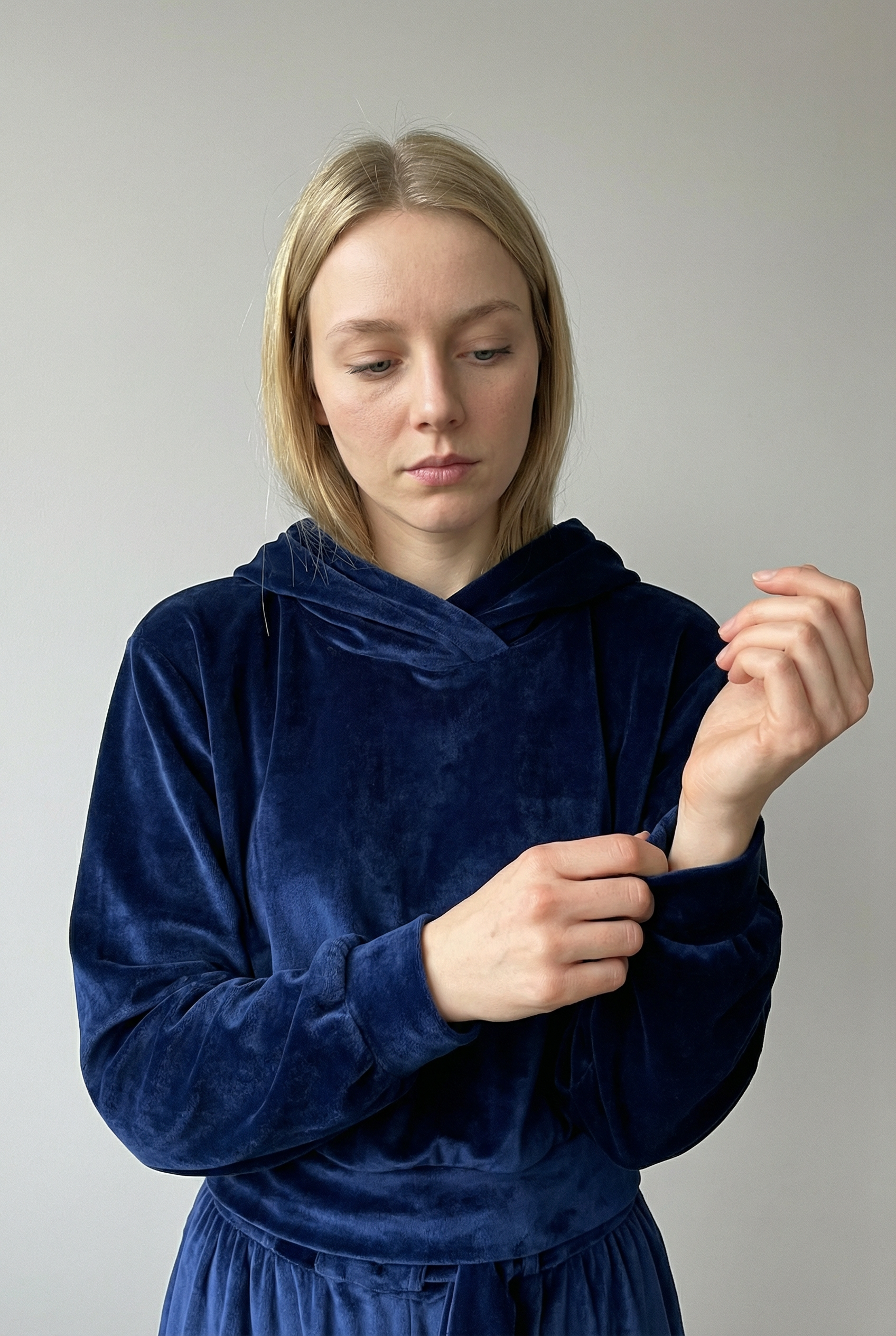 Corduroy-Look Hooded Top and Wide-Leg Trouser Two-Piece