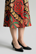 Jurk met patchworkprint, korte mouwen en zijzakken