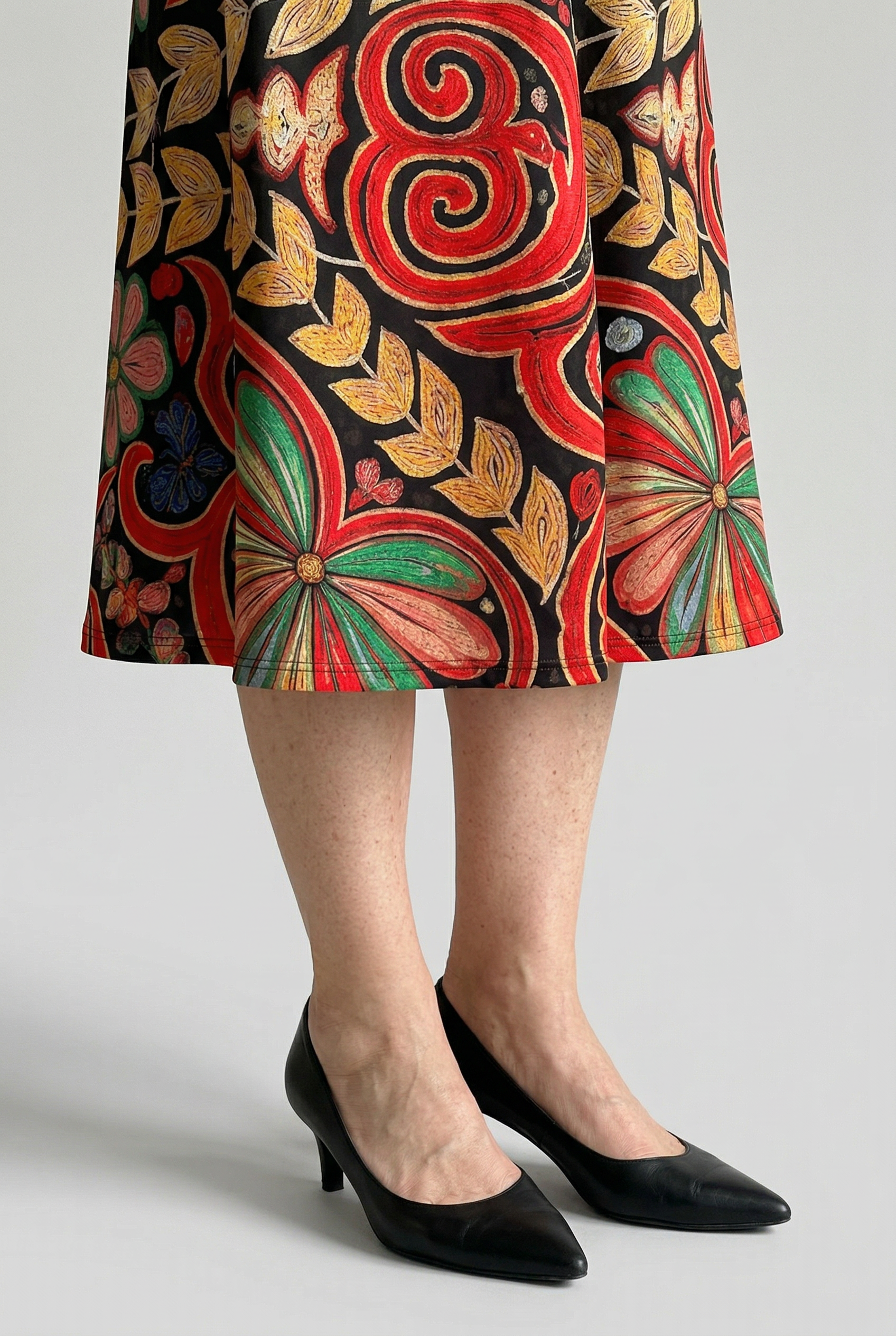 Jurk met patchworkprint, korte mouwen en zijzakken