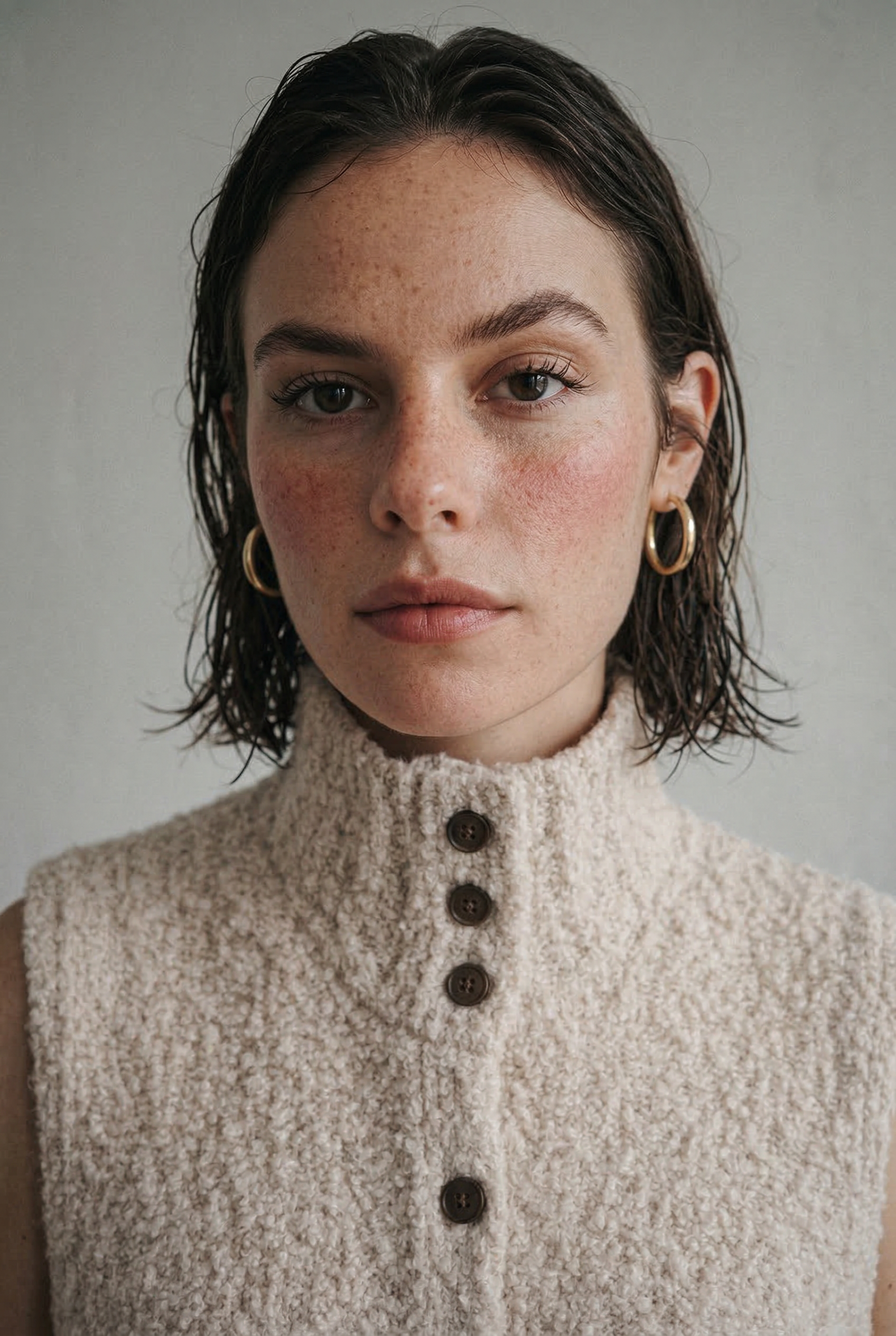 Sleeveless Knit Cardigan with Button Front and Textured Stitch