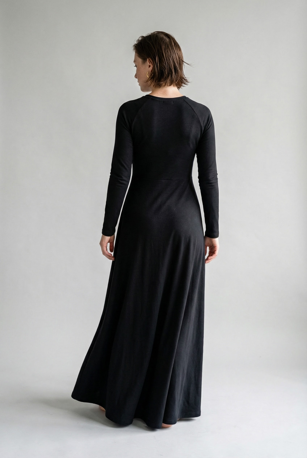 Long Sleeve A-Line Maxi Dress in a Soft Solid Knit