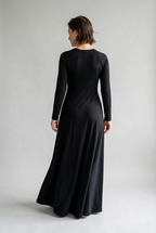 Long Sleeve A-Line Maxi Dress in a Soft Solid Knit
