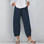 Tulip-Hem Wide-Leg Trousers in Linen
