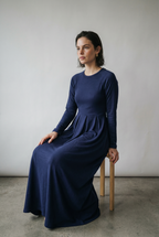 Long Sleeve A-Line Maxi Dress in a Soft Solid Knit