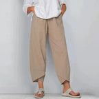 Tulip-Hem Wide-Leg Trousers in Linen