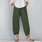 Tulip-Hem Wide-Leg Trousers in Linen