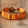 Pulseira de Jaspe Imperial em Tons Quentes de Sol