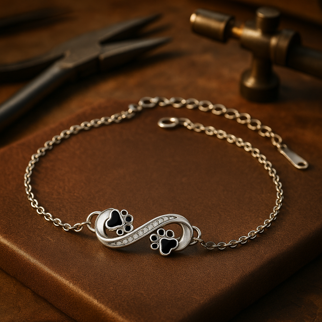 Pulseira Pata de Animal com Pendente Infinito e Zircónias