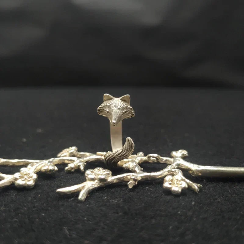 Silver-Tone Fox Ring