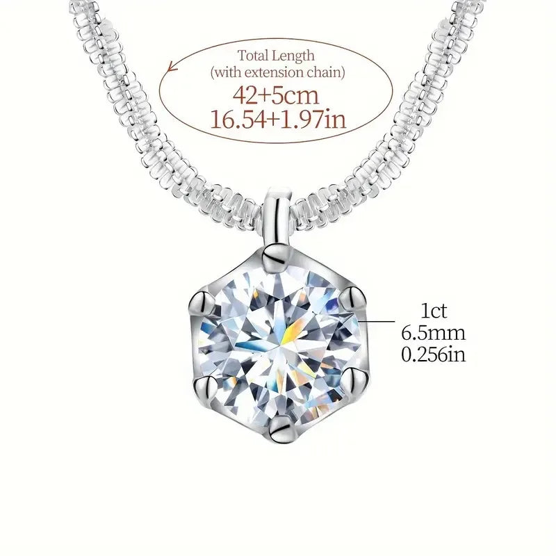 Sterling zilveren ketting met moissaniet solitairhanger