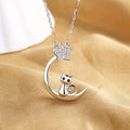 Sterling Silver Cat, Moon and Star Necklace