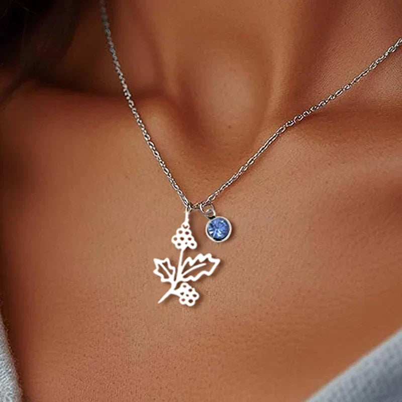 Personalised Birthstone and Birth Flower Necklace