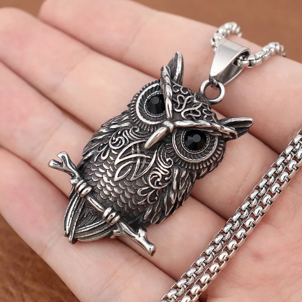 Vintage-Style Celtic Owl Pendant Necklace