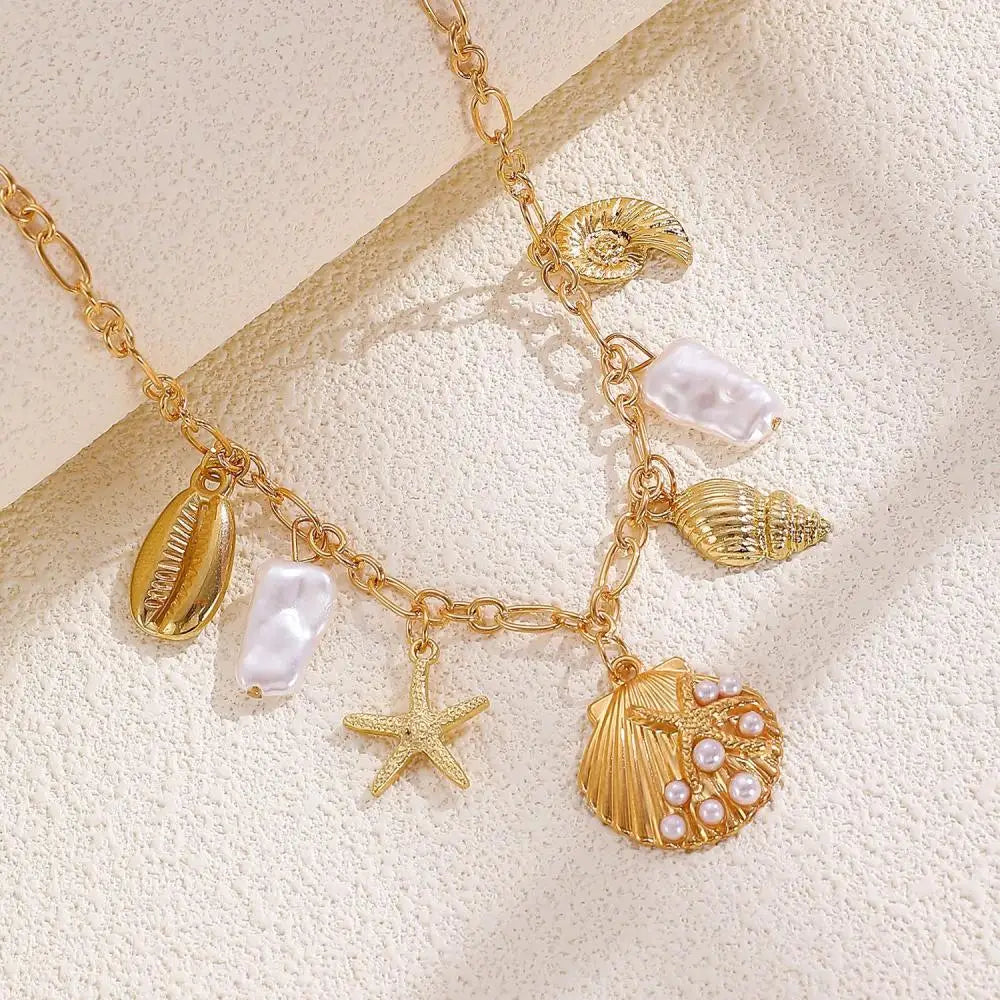 Pearl Starfish Ocean Necklace in Two Styles