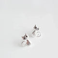 Silver-Tone Cat Silhouette Stud Earrings