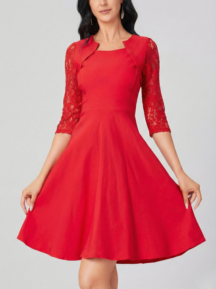Lace Dress with Delicate Trims and a Flattering Soft Cut