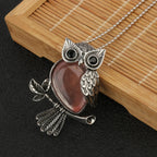 Crystal Owl Pendant Necklace in Many Stones