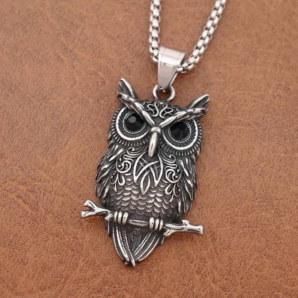 Vintage-Style Celtic Owl Pendant Necklace