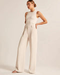 High-Rise Wide-Leg Trousers with a Pleated Front