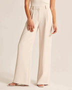 High-Rise Wide-Leg Trousers with a Pleated Front