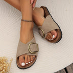 Buckle Slide Sandals with Contoured Footbed