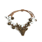Ambachtelijke bedelarmband met keramisch hertje