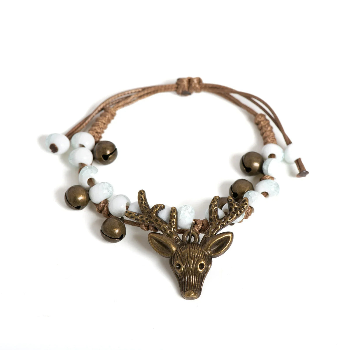 Ambachtelijke bedelarmband met keramisch hertje