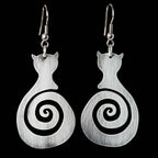 Vintage-Style Cat Silhouette Spiral Earrings