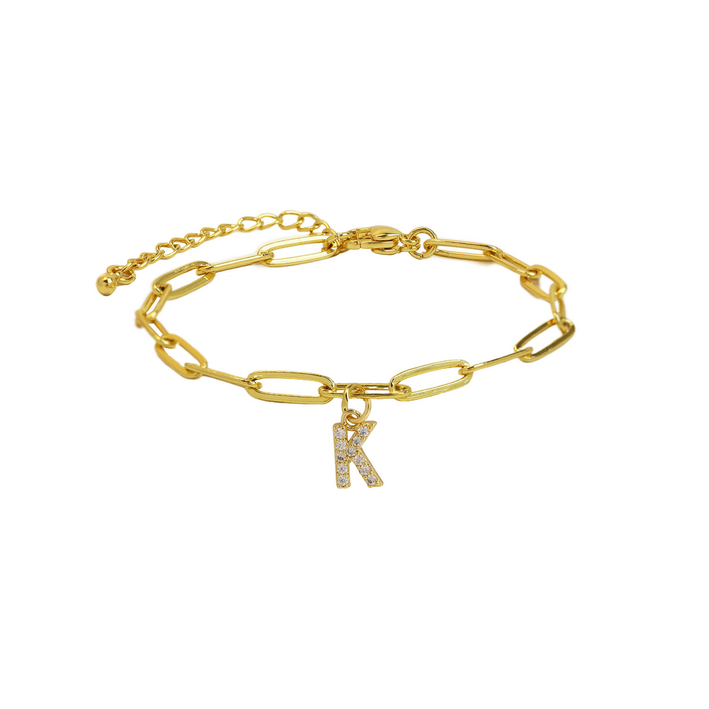 Dainty Paperclip Chain Initial Letter Bracelet