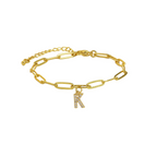 Dainty Paperclip Chain Initial Letter Bracelet