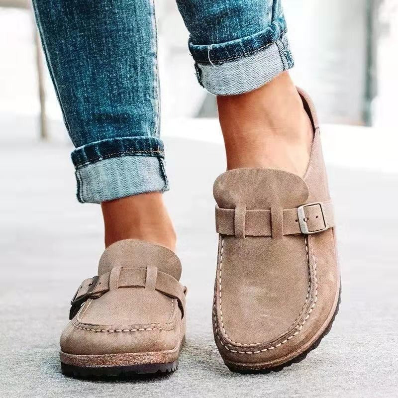 Faux Suede Buckle Strap Slingback Sandals