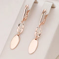Rose Gold-Plated Oval Disc Long Drop Earrings
