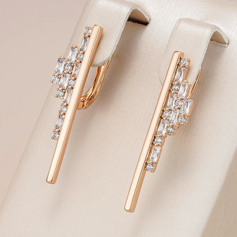 Zirconia Stud Earrings in Gold Tone