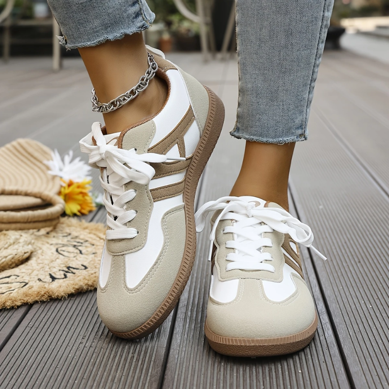 Contrast Panelled Lace-Up Trainers