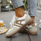 Contrast Panelled Lace-Up Trainers
