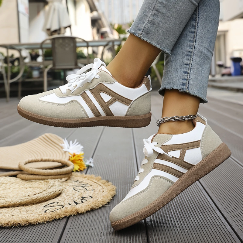 Contrast Panelled Lace-Up Trainers