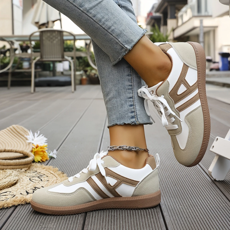 Contrast Panelled Lace-Up Trainers