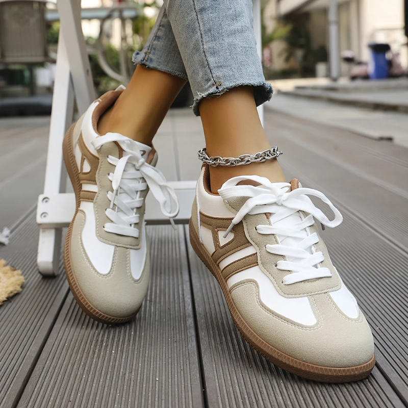 Contrast Panelled Lace-Up Trainers