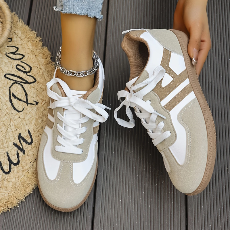 Contrast Panelled Lace-Up Trainers