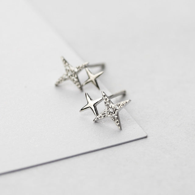 Star Stud Earrings with Zirconia