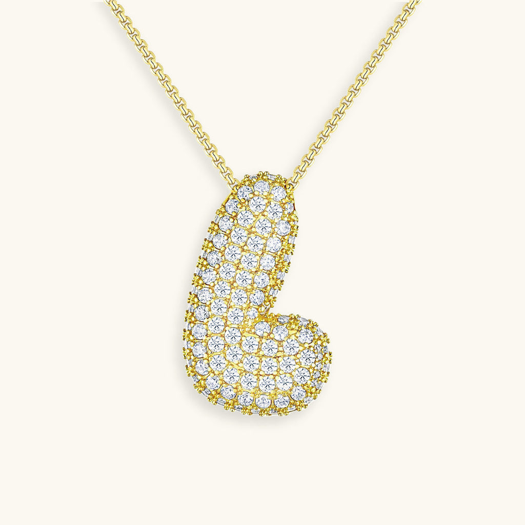Pavé Bubble Initial Necklace