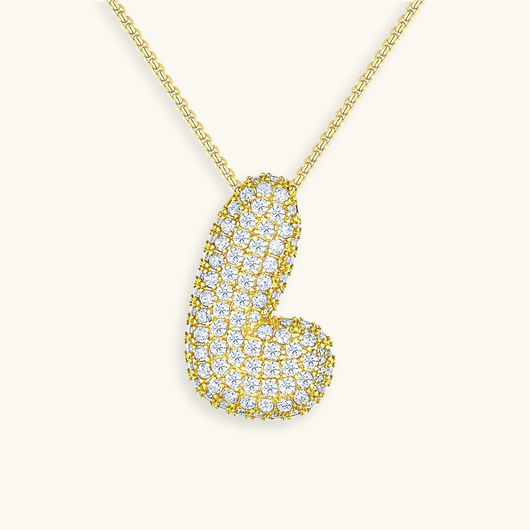 Pavé Bubble Initial Necklace
