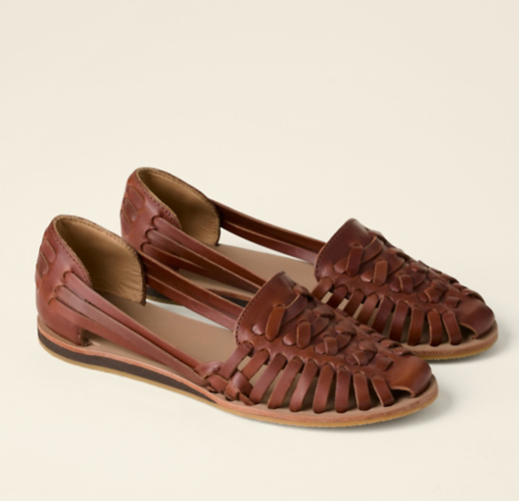 Woven Flat Slip-On Sandals in Faux Leather