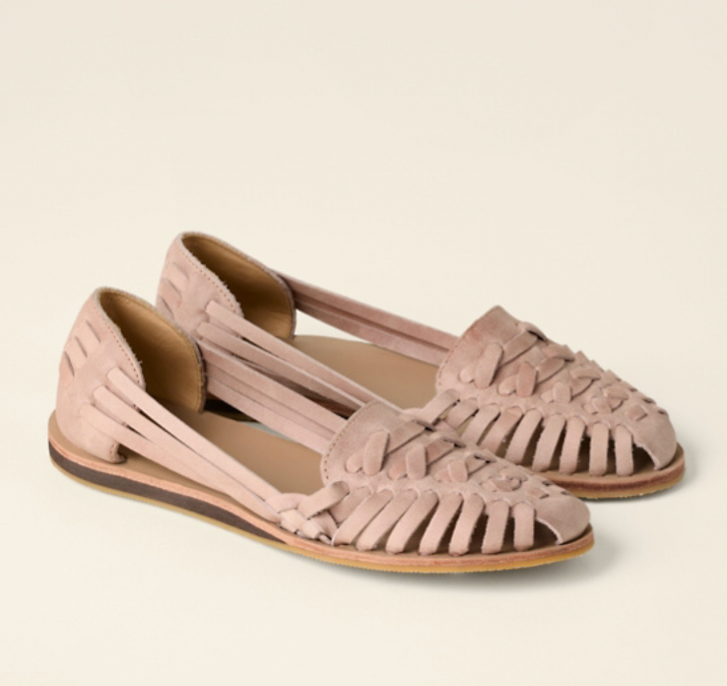 Woven Flat Slip-On Sandals in Faux Leather