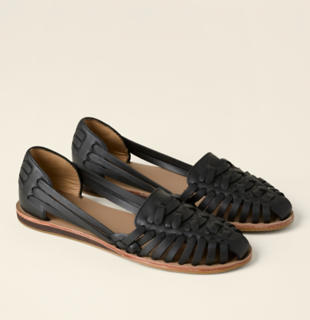 Woven Flat Slip-On Sandals in Faux Leather