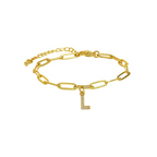 Dainty Paperclip Chain Initial Letter Bracelet