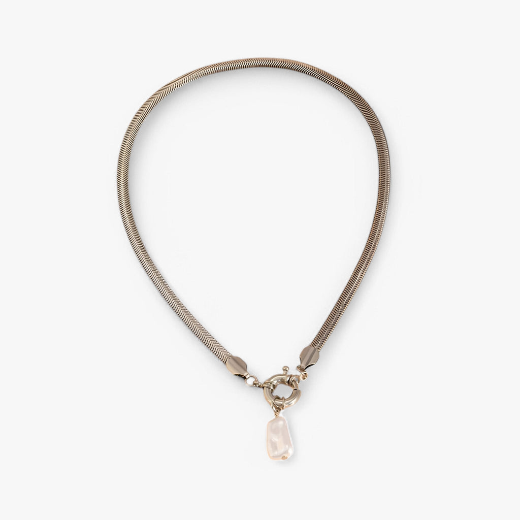 Ketting met één parelhanger, goudkleurige schakel